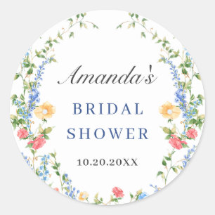 Sticker Rond Fête des mariées Boho du Fleur sauvage d'aquarelle