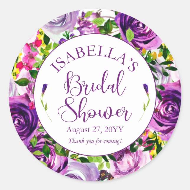 Sticker Rond Fête des mariées bouquet violet vibre (Devant)
