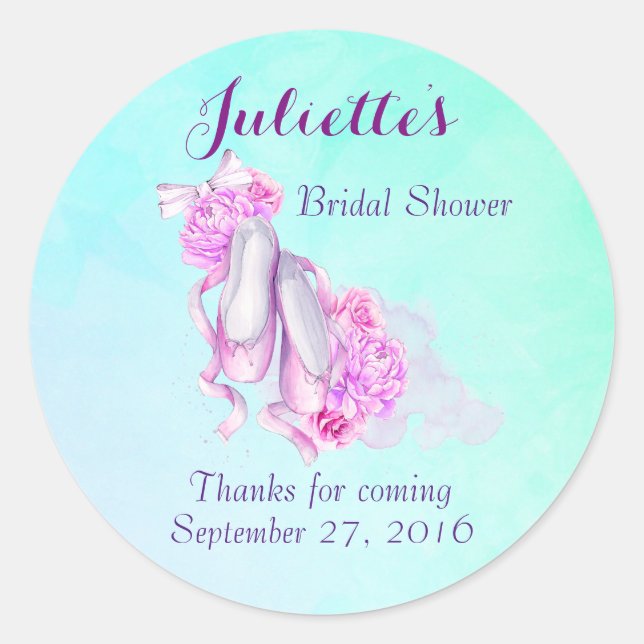 Sticker Rond Fête des mariées Chaussons de ballet rose Aquarell (Devant)