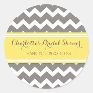 Sticker Rond Fête des mariées Chevron Jaune gris Favoriser les 