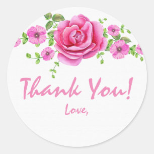 Sticker Rond Fête des mariées Chic rose Floral Shabby