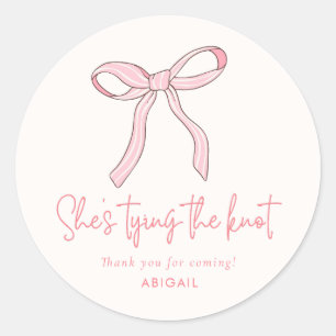Sticker Rond Fête des mariées Coquette Rose Bow Favoriser