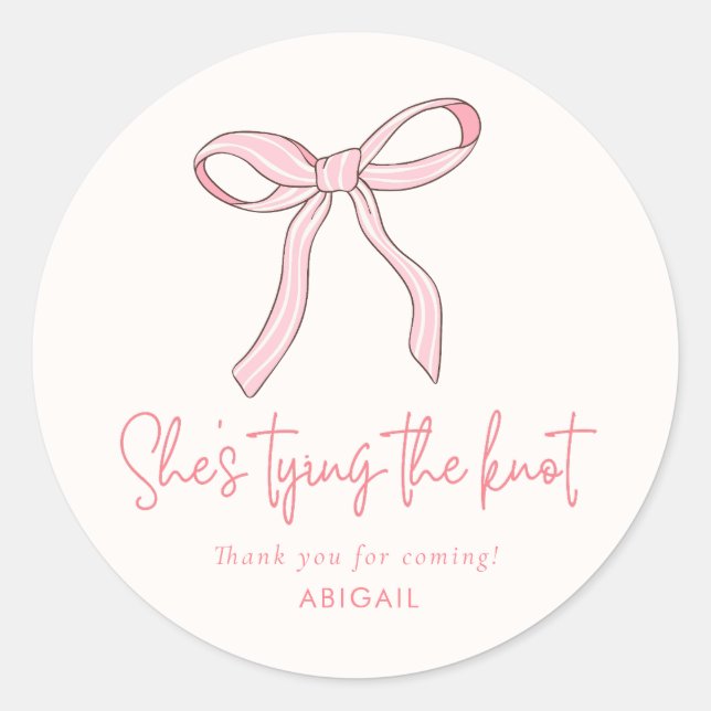 Sticker Rond Fête des mariées Coquette Rose Bow Favoriser (Devant)