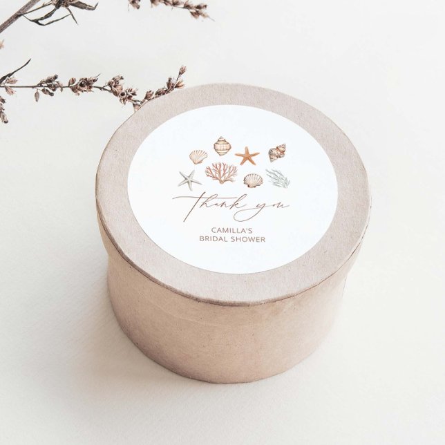 Sticker Rond Fête des mariées côtière Merci classique ronde (Créateur téléchargé)