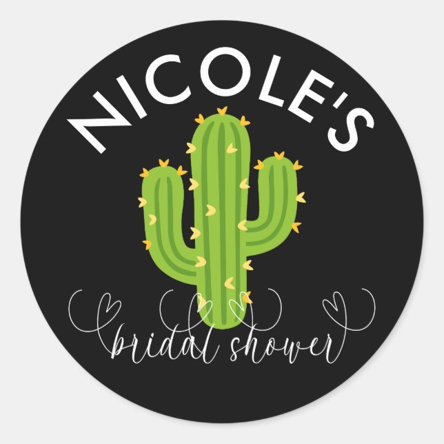 Sticker Rond Fête des mariées d'amour du coeur jaune Cactus Fie (Devant)