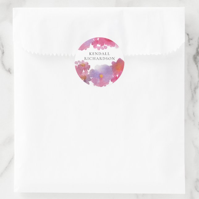 Sticker Rond Fête des mariées d'aquarelle florale (Sac)