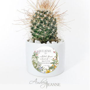 Sticker Rond Fête des mariées de bienvenue Floral Fleur sauvage