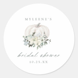 Sticker Rond Fête des mariées de Citrouille blanc et gris