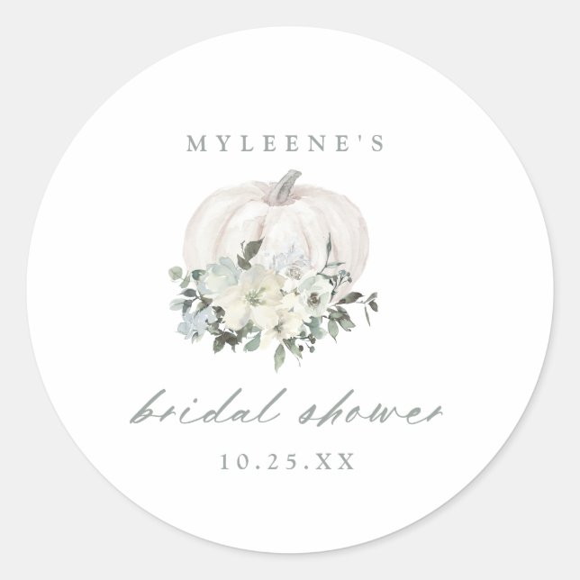 Sticker Rond Fête des mariées de Citrouille blanc et gris (Devant)