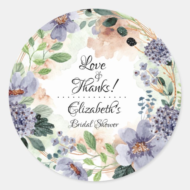 Sticker Rond Fête des mariées de courge florale pourpre (Devant)