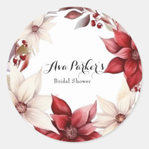 Sticker Rond Fête des mariées de couronne rouge et blanche