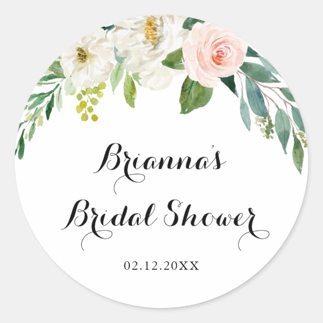 Sticker Rond Fête des mariées de feuillage vert floral simple F (Devant)