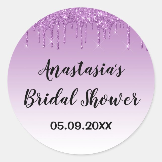 Sticker Rond Fête des mariées de glam Purple Parties scintillan (Devant)