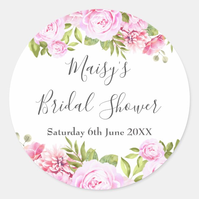 Sticker Rond Fête des mariées de jardin rose (Devant)