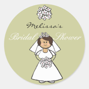 Sticker Rond Fête des mariées de mariées de Mariage de caricatu