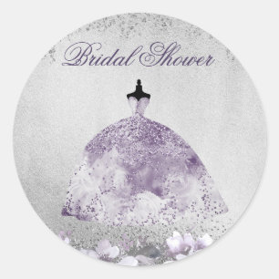 Sticker Rond Fête des mariées de robe violet argenté