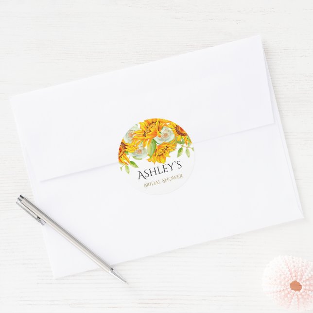 Sticker Rond Fête des mariées de tournesol rustique (Enveloppe)