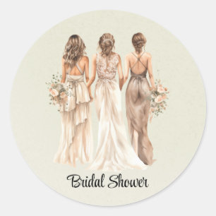 Sticker Rond Fête des mariées des femmes d'honneur Sage Green