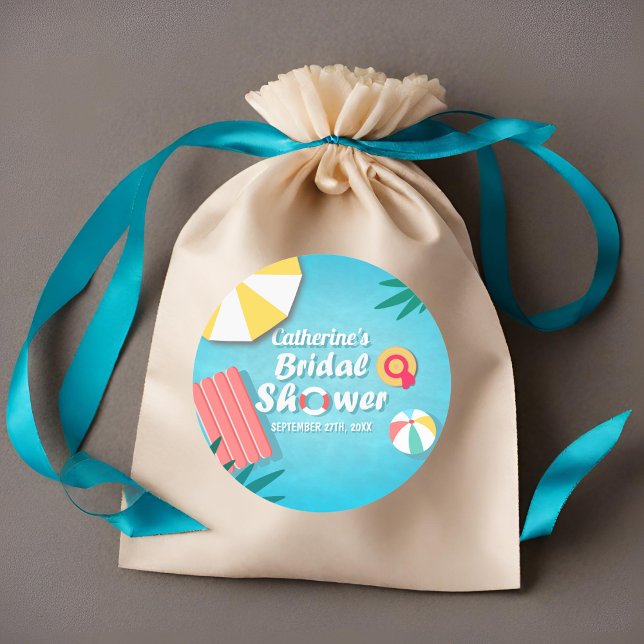 Sticker Rond Fête des mariées d'été de la Piscine tropicale (Créateur téléchargé)