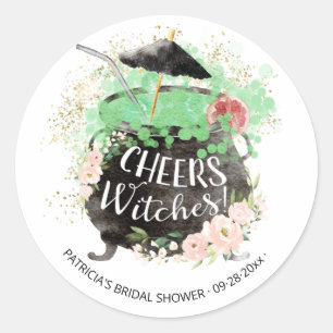 Sticker Rond Fête des mariées d'Halloween sorcières