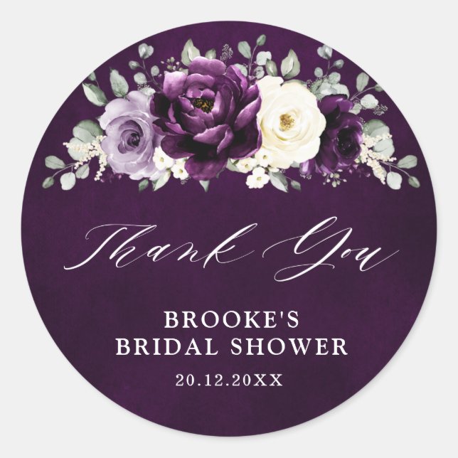 Sticker Rond Fête des mariées d'ivoire de prune violette d'aube (Devant)