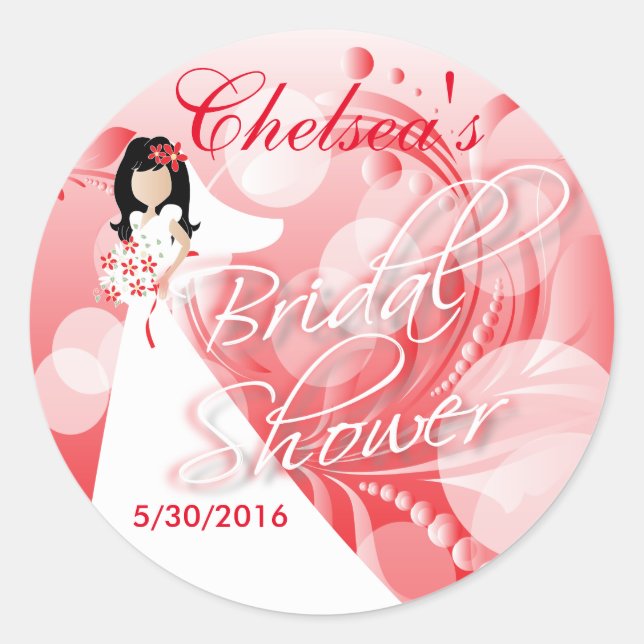 Sticker Rond Fête des mariées en rouge et blanc (Devant)
