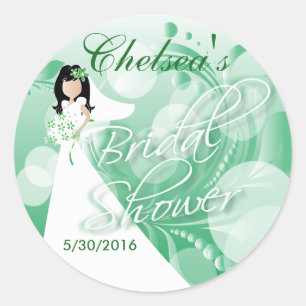 Sticker Rond Fête des mariées en vert et blanc
