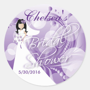Sticker Rond Fête des mariées en violet et blanc