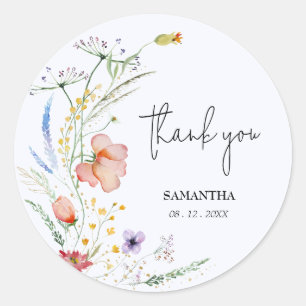 Sticker Rond Fête des mariées fleur sauvage Bleu