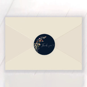 Sticker Rond Fête des mariées Fleur sauvage bleu mince de la ma