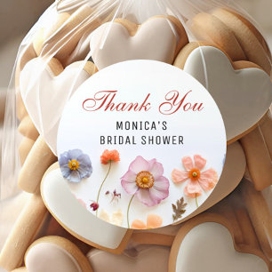 Sticker Rond Fête des mariées Fleur sauvage Pastel Pink Boho