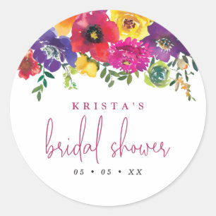 Sticker Rond Fête des mariées Fleurs colorées Fiesta