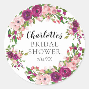 Sticker Rond Fête des mariées florale Blush & Marsala