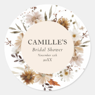 Sticker Rond Fête des mariées florale Boho Fall