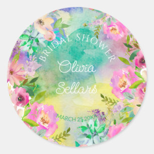 Sticker Rond Fête des mariées florale brillante