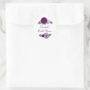 Sticker Rond Fête des mariées florale de pivoine violette
