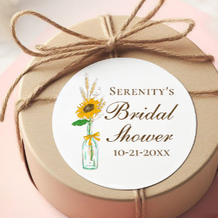 Sticker Rond Fête des mariées florale jaune tournesol