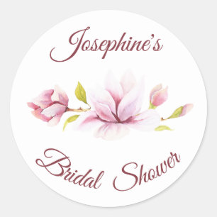 Sticker Rond Fête des mariées florale Magnolia Bourgogne