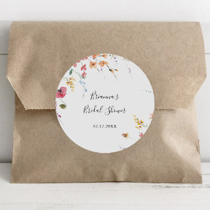 Sticker Rond Fête des mariées florale sauvage colorée Favoriser