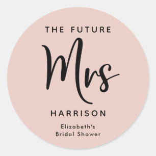 Sticker Rond Fête des mariées Futur Mme Blush Pink