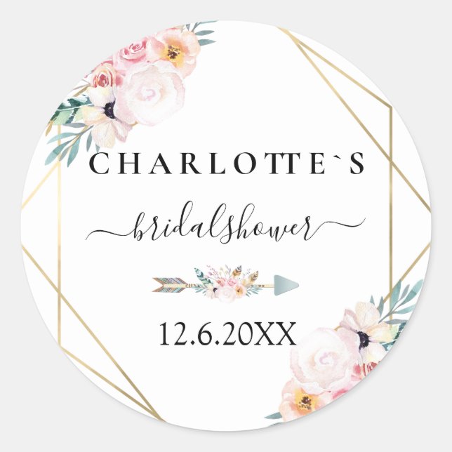STICKER ROND FÊTE DES MARIÉES MARIAGE BOHO (Devant)