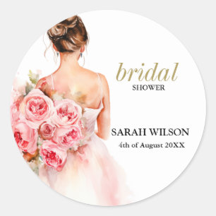 Sticker Rond Fête des mariées Mariage minimale exquise
