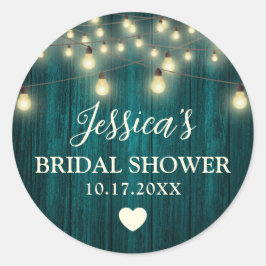 Sticker Rond Fête des mariées Mariage turquoise Rustique
