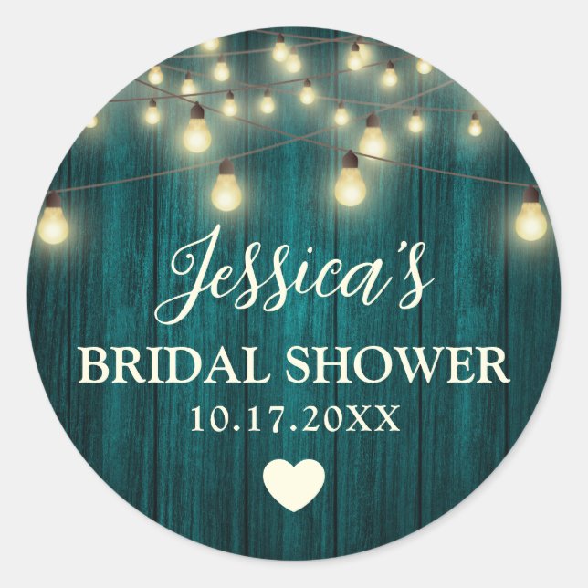 Sticker Rond Fête des mariées Mariage turquoise Rustique (Devant)