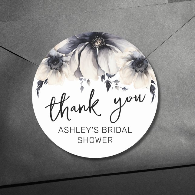 Sticker Rond Fête des mariées Merci Floral Aquarelle (Watercolor Floral Thank You Bridal Shower Classic Round Sticker)