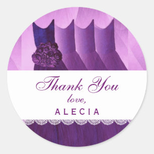 Sticker Rond Fête des mariées Merci PURPLE Gowns V04