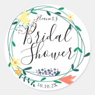 Sticker Rond Fête des mariées moderne Floral Garland Favoriser