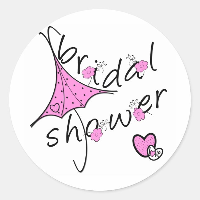 Sticker Rond Fête des mariées parapluie rose (Devant)