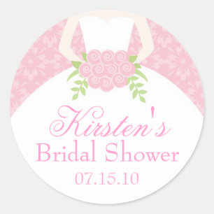 Sticker Rond Fête des mariées Robe Mariage rose