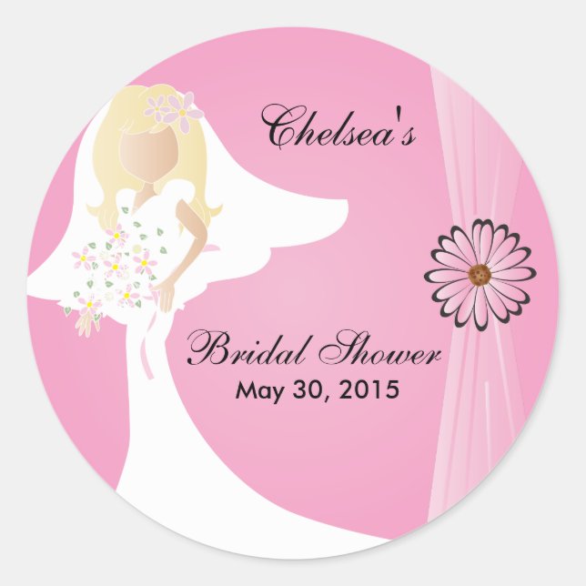 Sticker Rond Fête des mariées rose (Devant)